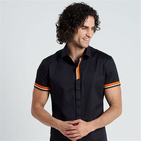 Buy Black Shirt With Orange Stripe For Men Indyverse