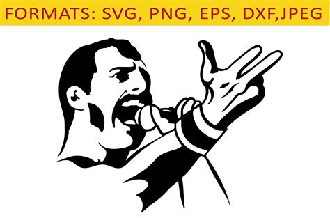 Freddie Mercury Silhouette Cutting Svg Files Clipart Instant Etsy Canada