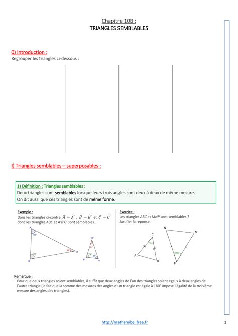 Triangles Semblables Mathsreibel
