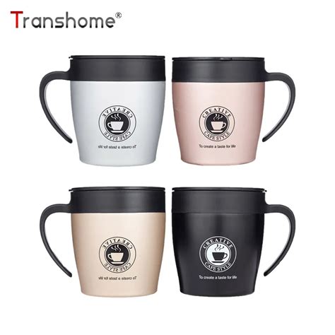 Transhome Creative Coffee Mug With Lid Stainless Steel Thermos Mugs Coffee Cup 330ml Portable ...