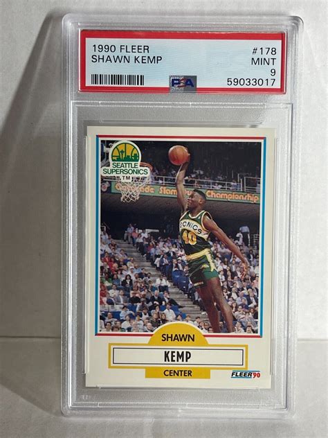 1990 Fleer SHAWN KEMP Seattle Supersonics ROOKIE Card 178 PSA 9 Mint