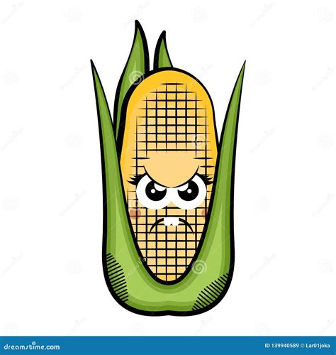 Angry Corn Cob Cartoon Vector Illustration 139935198