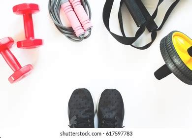 Flat Lay Sport Fitness Equipment On Stock Photo Shutterstock