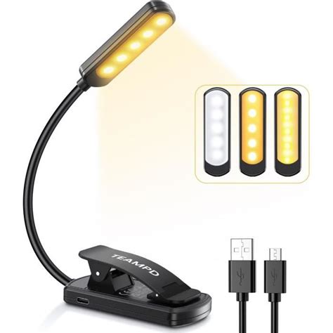 Lampe De Lecture 10 Leds Liseuse Lampe Clip Usb Rechargeable 360Cou