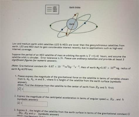 Solved Earth Orbits Leo Meo Geo Earty Low And Medium Earth