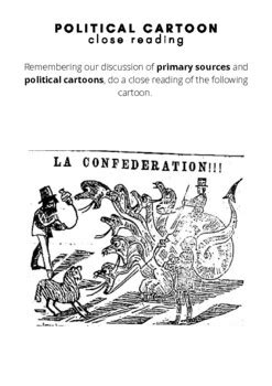 Political Cartoon Close Reading Worksheet - Canadian Confederation