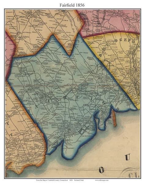 Fairfield Connecticut 1856 Fairfield Co Old Map Custom Print Old Maps