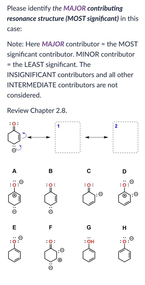 Solved Please Identify The MAJOR Contributing Resonance Chegg