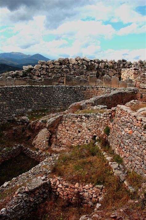 Ruins Of The Ancient Greek City Mycenae Peloponnese Stock Image