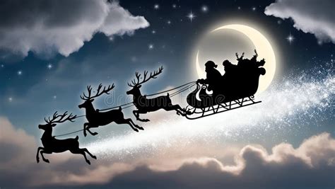 Santa Reindeer Silhouette Stock Illustrations – 10,414 Santa Reindeer ...