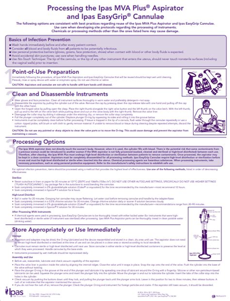 Processing The Ipas Mva Plus Asprirator And Ipas Easy Grip Cannulae