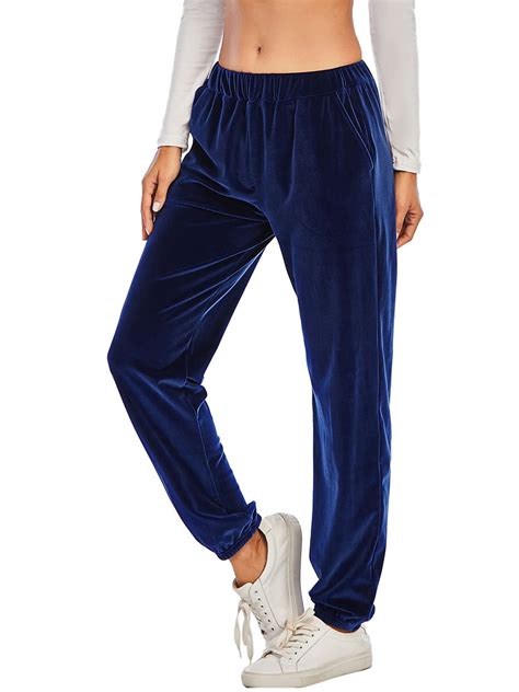 Womens Plus Size Velour Velvet Jogger Sweatpants Elastic Waist Jogger