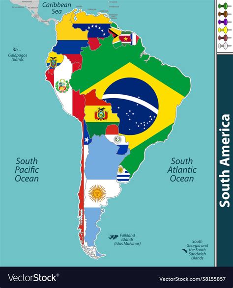 Map South America Royalty Free Vector Image Vectorstock