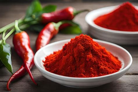 Premium Photo Red Pepper Powder In A Bowl Next To A Bowl Of Chilli