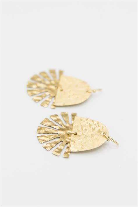 Fan Wedge Tiered Earring Gold New Arrivals The Blue Door Boutique