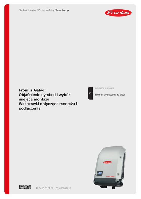 Pdf Instrukcji Instalacji Fronius Galvo Miejsca Monta U