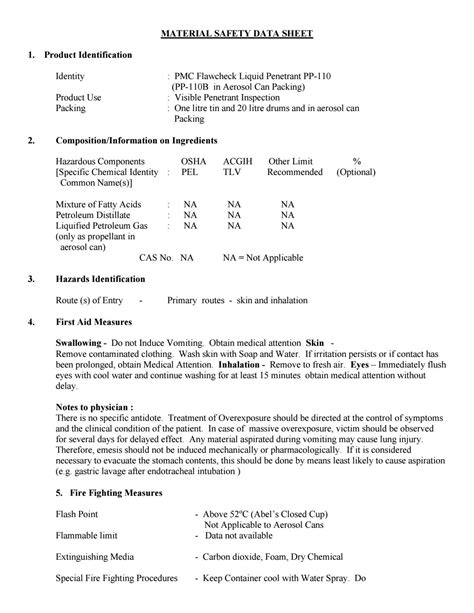 Msds066 Pmc Penetrant Pp 110 110b By Sushil Kumar Kushwaha Issuu