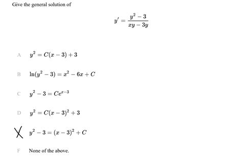 Solved Give the general solution ofy'=y2-3xy-3yA | Chegg.com