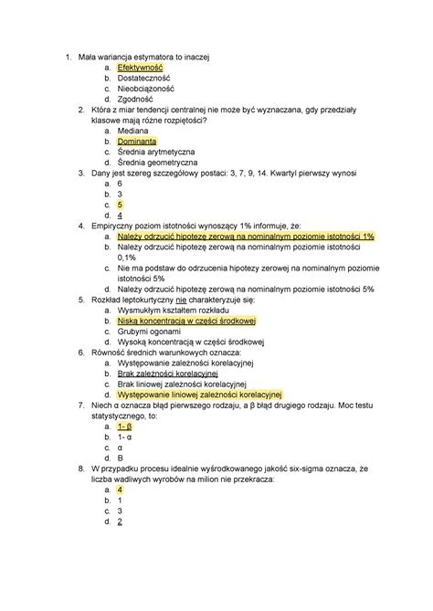 Statystyka Pytania V Scalone Ma A Wariancja