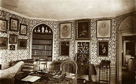 Original sepia print of an interior at Longwood House, Owslebury ...