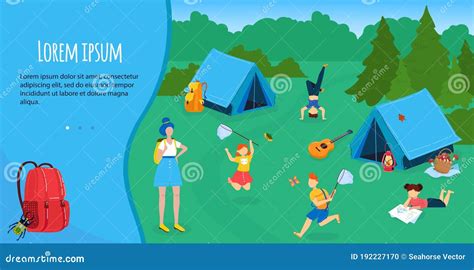 Campsite, Tents And Caravans Cartoon Vector | CartoonDealer.com #65976559