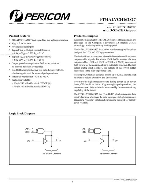 Pi74alvch162827 Datasheet Pdf Pericom Semiconductor Corporation