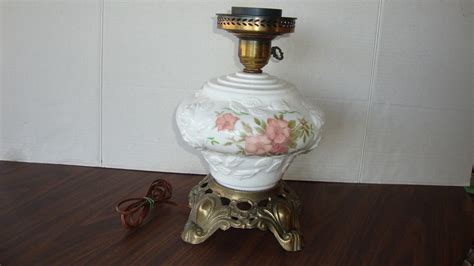 Vintage Fenton Wild Rose Milk Glass Gone With The Wind Embossed Lamp Base Only Antique Price