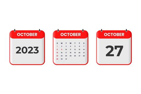 October 2023 Calendar Design 27th October 2023 Calendar Icon For