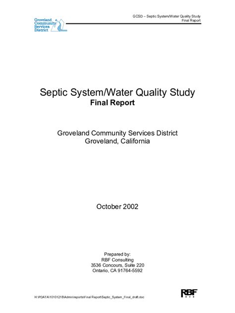 Fillable Online Impact Of On Site Sewage Disposal Systems On Surface