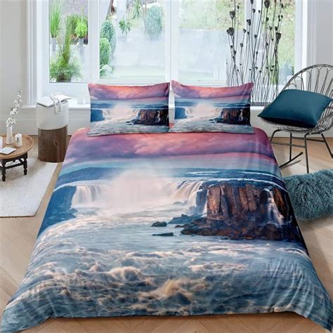 Nature River Bedding Set Starry Sky Duvet Cover Set Mountain River