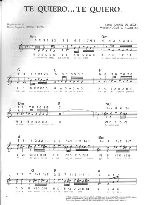 Sheet Music With The Words Te Quiero