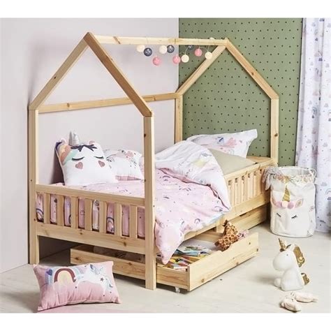 Lit Cabane Bosco 90x190 Avec 2 Tiroirs Naturel Atmosphera For Kids