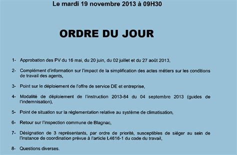 ordre du jour de la prochaine réunion du CHSCT 19 11 2013 BLOG CFE