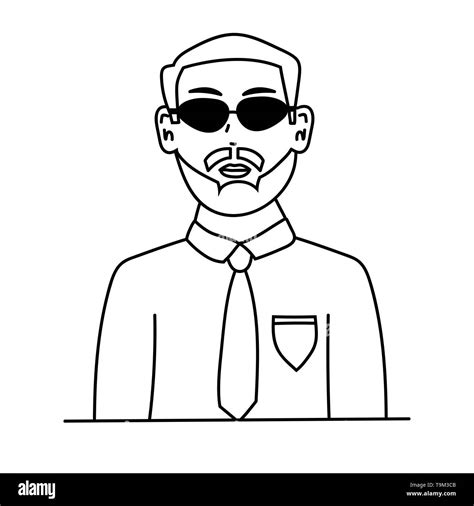 Man In Sunglasses Isolated Stock Vector Outline Illustration Stock Vector Image And Art Alamy