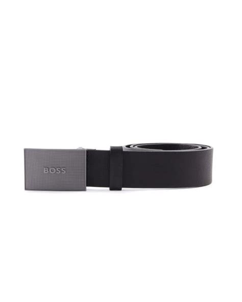 Boss By Hugo Boss Icon Textured Plaque Buckle Leather Belt In Black For Men Lyst Uk