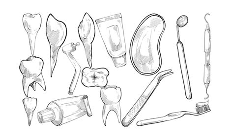 Premium Vector Treatment Teeth Handdrawn Collection