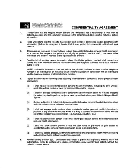 10 Personal Confidentiality Agreement Templates Doc Pdf Free