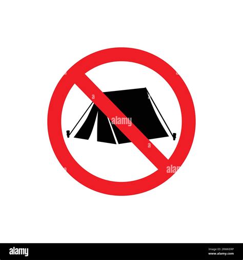 Classic No Camping Sign Simple Symbol On Red Circle Vector Isolated On