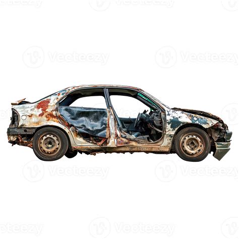 Broken car side view isolate on transparency background 50593310 PNG