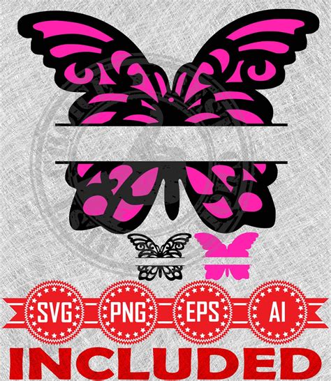 Butterfly Split Monogram Svg Cut File Butterfly Monogram Etsy