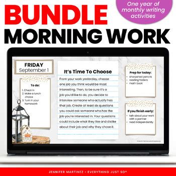 Morning Work Warm Ups Bell Ringer Writing Activities Year Long Bundle