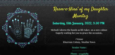 Cordially Invited You To Attend Rasm E Mehendi