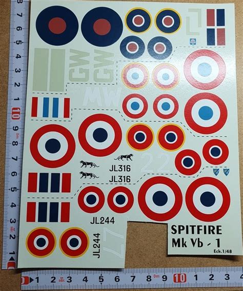 Decals Spitfire Mk Vb Supermarine Carpena Dcc Minicars