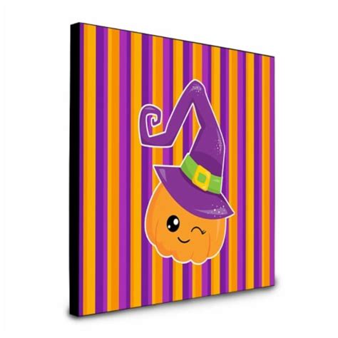 8 x 8 x 0.625 in. Halloween Pumpkin Witch Artwork Panel Wall Decor, 1 ...