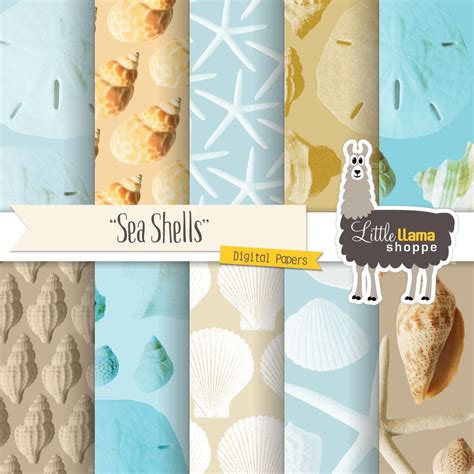 Sea Shell Digital Paper Beach Digital Backgrounds Seashell Scrapbook