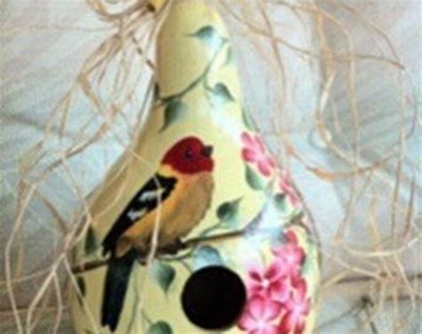 Soft Yellow Painted Gourd Birdhouse Beautiful Tanager Etsy