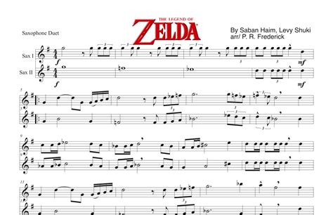 The Legend Of Zelda Arr P R Frederick Sheet Music Saban Haim Saxophone Duet