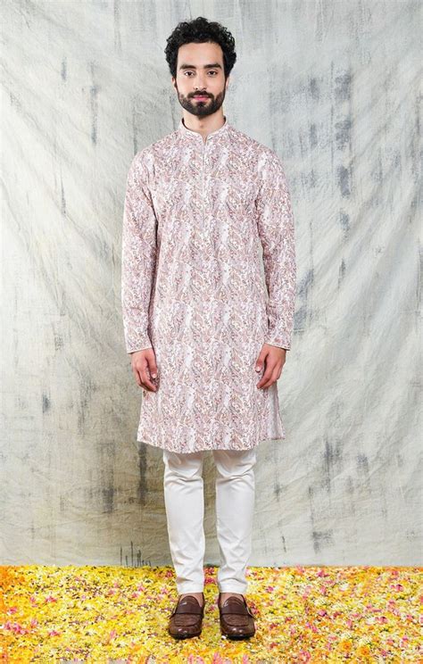 Embroidered Kashmiri Paisley Kurta Pyjama Set With Sequins Contrast