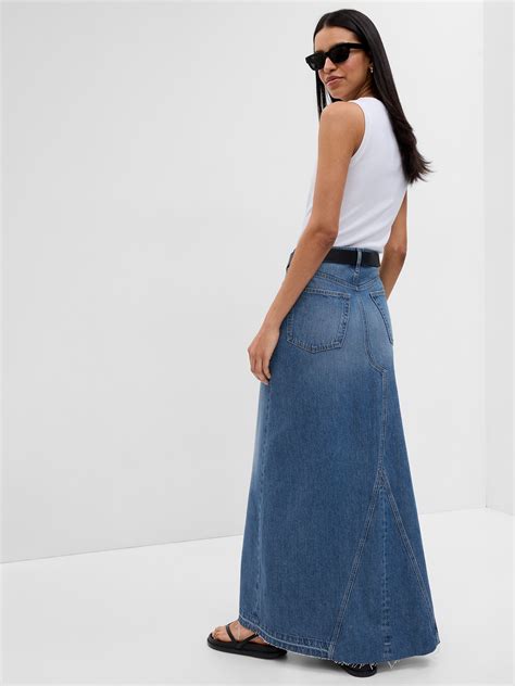 Denim Maxi Skirt With Washwell Gap