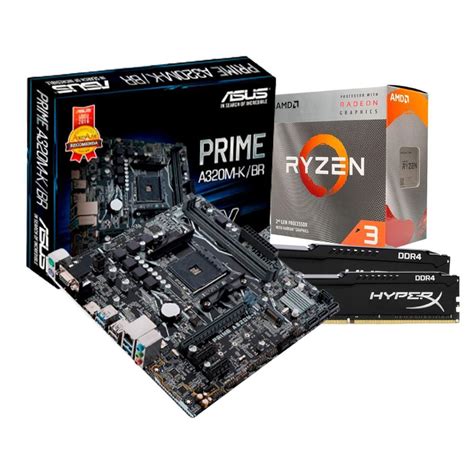 Kit Upgrade Amd Ryzen 3 3200g Placa Mãe Asus Prime A320m k Memória